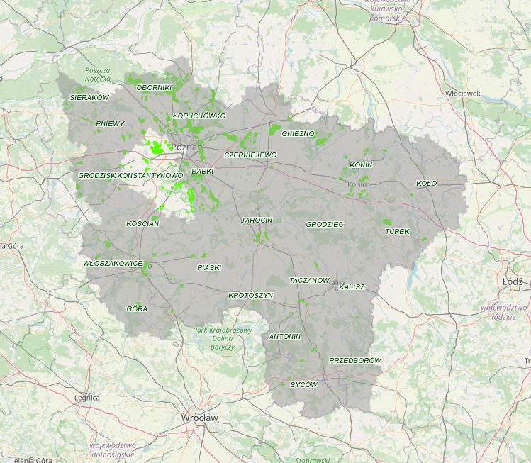 Mapa projektowanych lasów społecznych